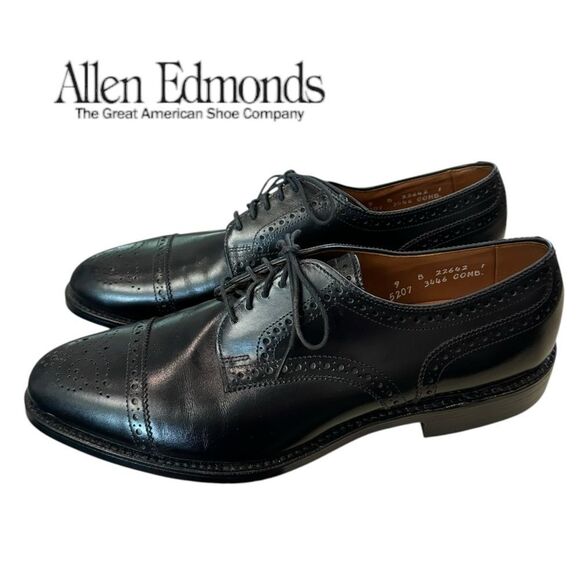 New Allen Edmonds Sanford Black Leather Lace-up Oxford Dress Shoes 9  9B main image 8